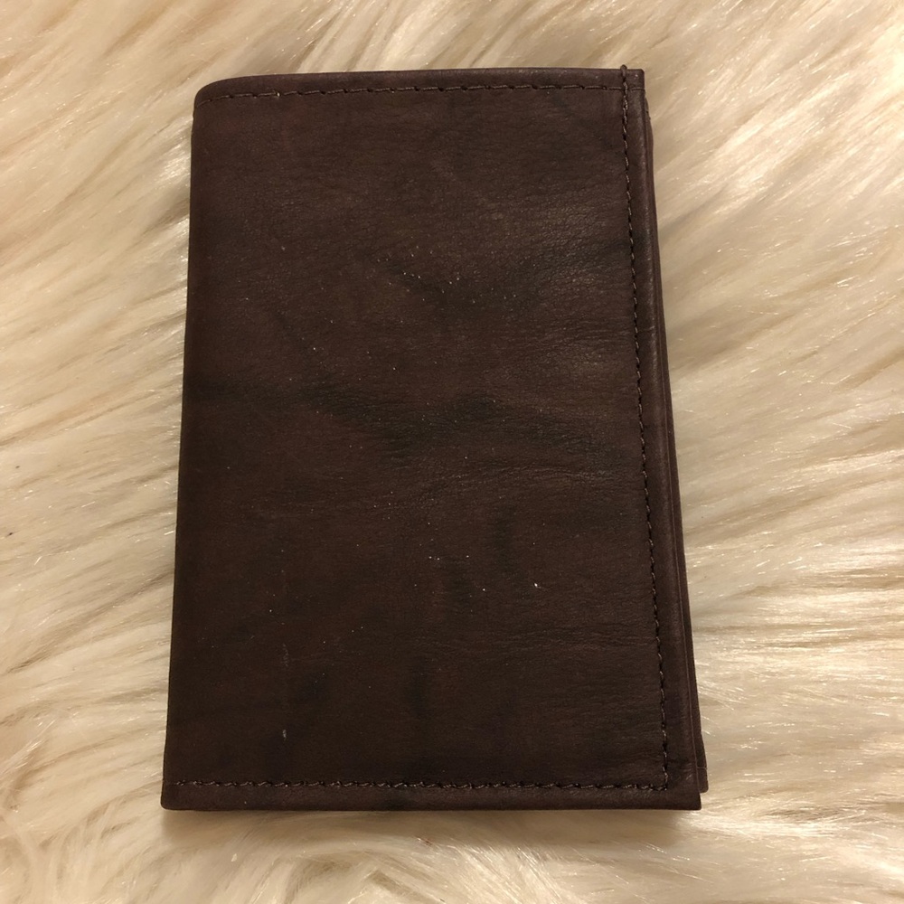 Heritage brown leather trifold wallet